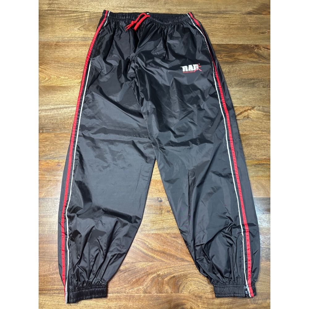 RAD The Ultimate Strength Track Pants Mens 4XL Black Red Stripe Zipper Joggers